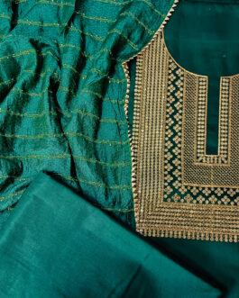 Jam satin cotton fabric with Embroidery and sequence top with cotton bottom and dupatta