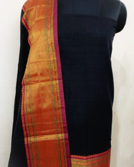 Black with red Handloom Narayanpet Cotton Suit Material