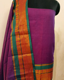 Lavender Handloom Narayanpet Cotton Suit Material