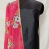 Plain Silk top with digital print georgette dupatta with lace attached.