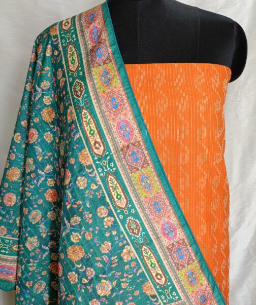 Cotton Mix and Match with Muslin Embroided Dupatta