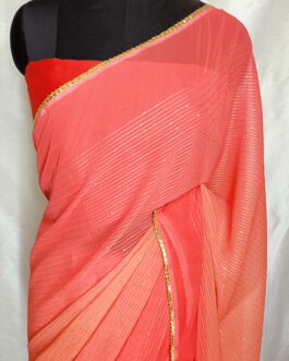 Red Dual shaded Ombre Pattern Digital Print Premium Sequins Georgette Saree.